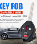 Black Four Button Keyless Entry Remote Key Fob Replacement For Mitsubishi Lancer 2008 To 2015 With FCC ID G8D-625M-A And Part 6370A477