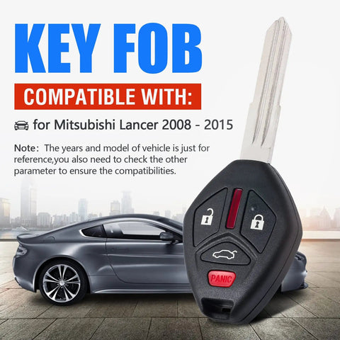 Black Four Button Keyless Entry Remote Key Fob Replacement For Mitsubishi Lancer 2008 To 2015 With FCC ID G8D-625M-A And Part 6370A477
