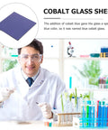 Blue Cobalt Glass Shield For Lab Experiments And Hot Work Environments, Flame Color Testing, Potassium Filtration, Observation Lens For Cement, Steel Plants, Industrial Applications. blue cobalt glass sheet, 10x10 cm, shown in lab use