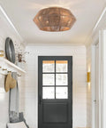 Handwoven Rattan Ceiling Fan with Light and Remote for Bedroom Living Room in a modern entryway.