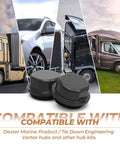 Two-pack Dexter Vortex hub replacement caps with O-ring, black plastic for trailer and boat hub kits