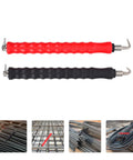 Housoutil 2Pcs Steel Rebar Wire Twisting Hook For Concrete And Fence Work, red and black handles with metal hooks for binding.