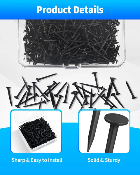 Heavy Duty Black Upholstery Tacks 1 Inch Bulk Furniture Hardware For Fast Home Repairs Strong Steel Pins in clear container