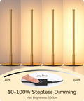 LED Table Lamp With Stepless Dimming And 3 Color Temperatures 2700K To 6500K Modern Gold Metal Desk Nightstand Light dimming range