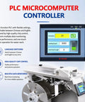 PLC Microcomputer Controller with touchscreen for stable labeling and data monitoring in English and Chinese.