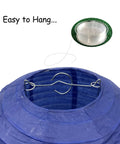 Easy assembly detail of 24 Piece Assorted Paper Lantern Set In Navy Blue Sky Blue And Ivory White Sizes 6 8 10 And 12 Inches For Home Decor Weddings And Parties Reusable Easy To Assemble LED Ready For Inside Lighting LED Light Not Included.