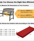 Waterproof Outdoor Bench Cushion 3 Inch High Density Foam Replacement Seat Pad For Patio Porch Swing 42 By 18 Inches Red With Ties For Garden Backyard Built To Last All Weather Furniture size guide and measurement instructions.