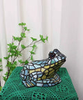 Frog Table Lamp Tiffany Style Stained Glass Accent Night Light For Home Decor And Nursery Handmade Multicolor LED Soft Glow