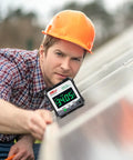 No Nonsense Digital Angle Gauge Meter delivering straight reads, with magnetic base used by a worker on metal surface.
