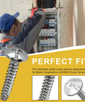 Panel Cover Screws Replacement Kit for Electrical Panels And Enclosures, LCCSCS fit, image of screw and installer at panel