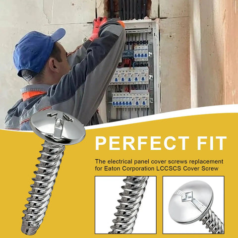 Panel Cover Screws Replacement Kit for Electrical Panels And Enclosures, LCCSCS fit, image of screw and installer at panel