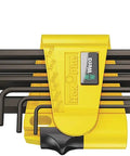 Hex Key L Set For PKL 950 Series Nine Sizes N Multi With Hex Plus Black Laser Finish in yellow clip fastener