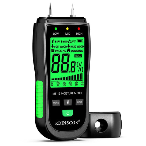 Pin Type Wood Moisture Meter For Hardwood And Softwood With Replaceable Probes, 12mm Deep Reading, digital display