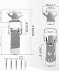 Diagram of spring loaded toggle latches with screws 73 mm stainless steel silver small clamp clips for toolbox case closure