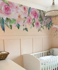 Peel And Stick Floral Wall Decal Kit 6 Piece Set Easy To Install Featuring Peony And Rose Flowers for nursery decor.