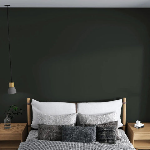 Large Dark Green Peel And Stick Wallpaper 32x118 Inches Self Adhesive Removable Vinyl Wall Covering in bedroom setting