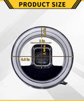 Ring Shaped Headlight With Built In Horn Control For Electric Bicycles, dimensions shown, front view, compatible with Soleil01 E Bike