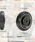 Product size diagram for 4 Pack 5 Inch TPU Shopping Cart Wheels Replacement With Screws For Five Sixteenth Inch Bore Quiet Double Ball Bearing