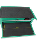 Top view of 7 Drawer Rolling Tool Chest Cart With Four Wheels Locking System And Drawer Liners Portable Tool Cabinet open drawer