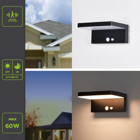 Solar Motion Sensor Outdoor Wall Light With 600 Lumen Output And 3 Modes, IP44 Aluminum Waterproof Solar Address Light Sconce
