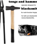 Wolf Jaw Tongs 15 Inch For Blacksmithing With Pro Grade Forging Hammer For Anvil Heavy Duty Tools For Knife Making Forged