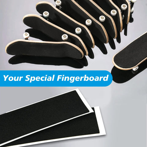 Multiple fingerboards with 30 Sheets Fingerboard Foam Grip Tape 38mm By 110mm Soft Black Non Slip Grip For Tricks And Grinds.