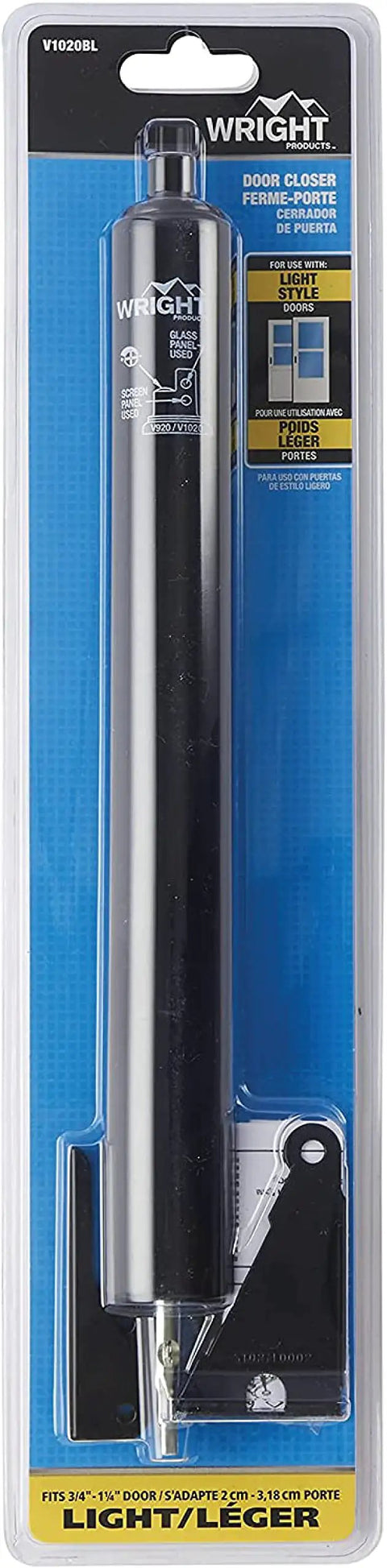 Standard Duty Pneumatic Door Closer For Screen And Storm Doors Black Finish in retail packaging