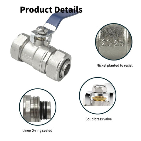 Rock Solid Heavy Duty Brass Ball Valve With Double Three Quarter Inch O Ring Sealed Shut Off Fittings for MaxLine RapidAir M7500 M7580 Compressed Air Line System product details