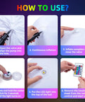 Instruction steps for setting up 16 Inch LED Light Up Beach Balls 4 Pack With Remote Glow In The Dark Pool Toys Featuring 16 Color Changing Lights And 4 Flash Modes Inflatable Party Supplies For Backyard Beach Night Games And Decor