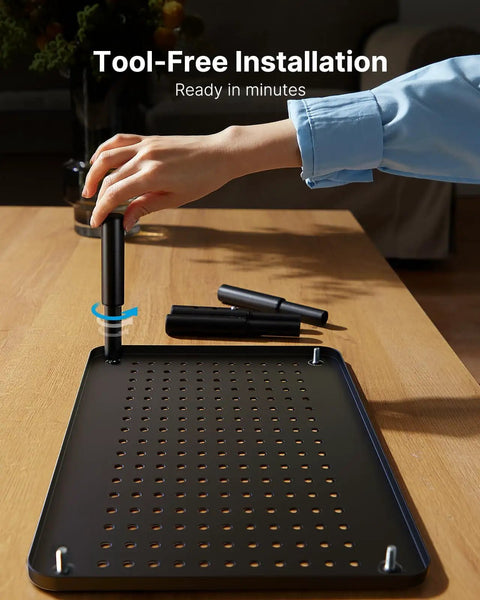Assembly of Ergonomic Monitor Stand Riser With Airflow Vents Three Height Options Of 3.94, 4.72 And 5.51 Inches on a table