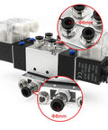 Close-up of Electrical Pneumatic Twin Solenoid Valve 5/2 Way Internally Piloted, 24VDC, PT1/4 Ports, 2 Position connections