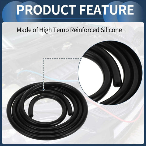 Silicone Vacuum Tubing Hose For Automotive High Temperature Black Hella Durable 6.6 Feet Long 3 Sixteenth Inch Inner Diameter