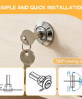 Stainless Steel Tool Box Lock Replacement Set With 180 Degree Rotation Universal Drawer Lock Kit installed on wood surface