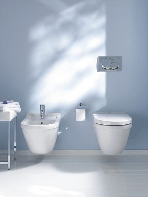 Starck 3 Toilet Seat White High Gloss With Soft Close Lid And Stainless Steel Hinges Tool Free Removal For Quick Cleaning