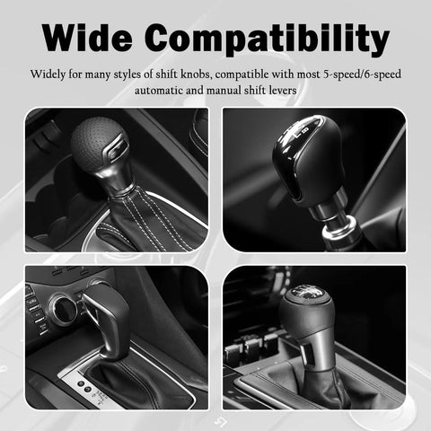 Collage of different car gear shift knobs compatible with Five Piece Aluminum Gear Shift Knob Adapter Kit With Dope Precision Threads For Cars Includes M8x1.25 M10x1.25 M12x1.25 M10x1.5 M14x1.5 Female Adapters And M18x1.5 Male Threads Universal Stick Shift Car Accessories.