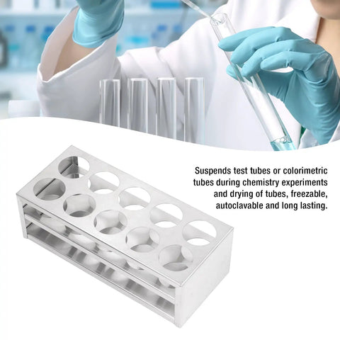 Stainless Steel Test Tube Holder Rack With Polished Finish Pro Grade Multifunctional Laboratory Tube Stand Compact And Lightweight Ideal For 40mm Tubes 10 Holes Wide Applications