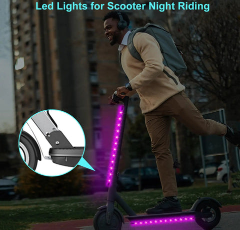 2 Pack LED Bike Lights For Night Riding With 47 Flashing Modes, Colorful Battery Box Powered Smart Scooter And Electric Skateboard Lights, Easy No Tool Adhesive Mount, Safe Visibility, Fun Style