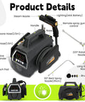 Gotta Get Your House Sparkling Clean With This Bad Boy High Pressure Steam Cleaner, 2200W with multiple nozzles and controls.