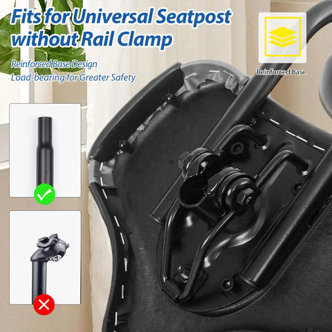 Oversized Bike Seat With Backrest For All Day Comfort And Easy Adjustable Height Saddle For Men And Women Wide Replacement, reinforced base