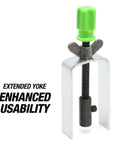 Steering Wheel Lock Plate Remover Tool With Reversible Adapter For 9/16-18 And M14-1.5 Threads, visible extended yoke