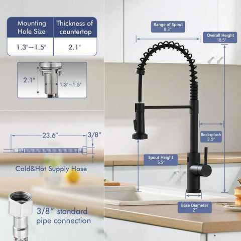 Matte Black Touchless Kitchen Faucet With Motion Sensor Hands Free Operation Pull Down Sprayer installation guide