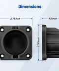 Dimensions of Built Tough SAE J1772 EV Charger Holder And Nozzle Holster Dock Wall Mount, showing 2.76x2.76x1.5 inches size.
