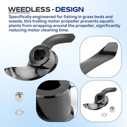 Weedless Propeller For Lowrance Ghost Trolling Motor 00015237001 Replacement Prop Black Direct Fit No Fuss Install Premium Weedless Design For Smooth Quiet Fishing In Weedy Water With No Tangled Lines