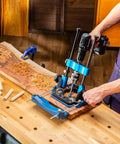 Edge Guide Drill Jig For Consistent Edge Distance Holes: Dog Holes, Shelf Pin Holes, And Shaker Pegs, Plastic With Structural Ribbing