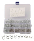 FABULETTA Double Wire Hose Clamp Kit 150 Pcs Stainless And Carbon Steel Spring Clips Assorted Sizes 5Mm To 14Mm Heavy Duty Plumbing Fixings For Pipes And Hoses That Will Hold Tight No Slipping And Durability in labeled storage case