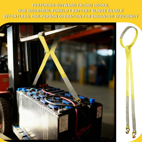 Beefy Heavy Duty Forklift Battery Lifting Sling For Industrial Lifts on forklift lifting a battery with 12 inch wire hooks 