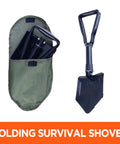 Folding shovel from 11 Piece Offroad Recovery Kit For Jeep Truck SUV with storage bag for mud, sand, snow recovery.