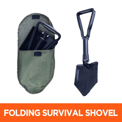 Folding shovel from 11 Piece Offroad Recovery Kit For Jeep Truck SUV with storage bag for mud, sand, snow recovery.