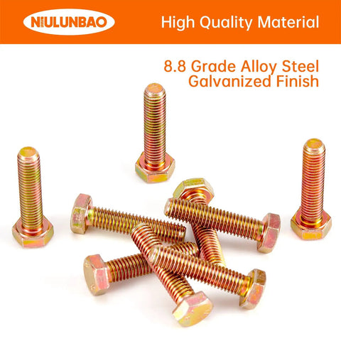 M8 x 50mm Beefy Heavy Duty Hex Bolts 8.8 Grade Alloy Steel Galvanized Finish Fully Threaded Metric Bolts With 13mm Across Flats