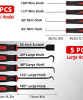 11 Piece Hook And Pick Set For Mechanics With LED Light And Telescoping Handle - Pro Grade Automotive Picks For Car Oil Seals O Rings Hoses Gasket Scraper Magnet Pickup Tool And Precision Remover, 4 mini hooks